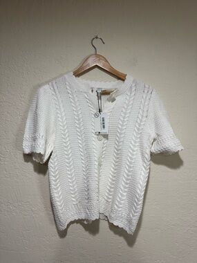 b.young Short Sleeve Cable Knit Cardigan NWT- Size Small
